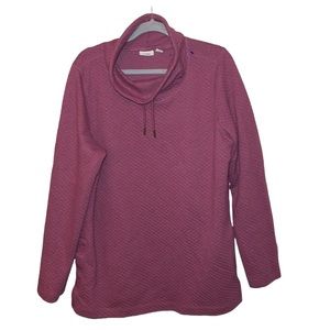 LL Bean Quilted Funnel Neck Sweater Womens Pullover Tunic Side Snap